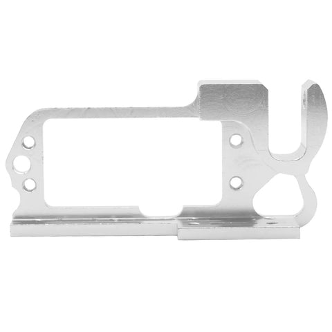 Hard Aluminum FPV Throw Servo Switch for RC drones and helicopters with 25T arm, side view showing mounting holes and structure.