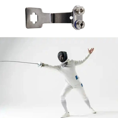 Stainless Steel Fencing Foil Socket Replacement Built To Last Heavy Duty Bracket Mount shown with fencer in action