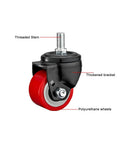 Heavy Duty Swivel Caster Wheels With Brakes For Furniture, Workbench, Cart And Garage, M Threaded Stem, Quiet PU Wheels