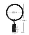 Sturdy 20 Pack Metal Curtain Ring Clips Set For Drapes 1.5 Inch Inner Diameter Black No Slip Clip Rings For Secure Hang On Curtain Rods