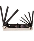 Pro Grade Nine Key Folding Hex Key Set In SAE Sizes With Two Positions For Leverage Square Cut Ends For Full Depth Fit Anti Slip Sockets
