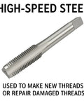 5 By 24 Inch Thread Tap And Die Set With HSS Tap And GCr15 Alloy Die For Right Hand Inch Threads Built Tough For Quick And Precise Internal And External Thread Repair In Metalworking And Machinery, showing high-speed steel tap for new or repaired threads.