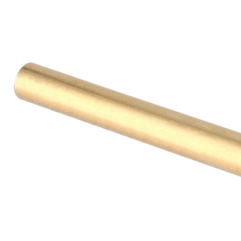 Close-up of 2 Pack Three Quarters Inch Brass Rods, 11.81 Inch Length, Solid Lathe Bar Brass Stock for DIY projects and crafts.