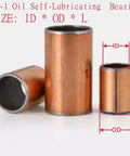 Ten Pack Of SF1 Self Lubricating Bushings 20Mm X 15Mm Oilless Sleeves with copper finish for heavy machinery applications.