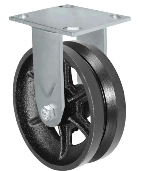 Heavy-duty V-groove wheel casters for carts and trolleys