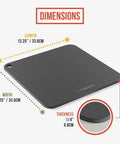 High Heat Pizza Steel For Oven And Grill 13 By 13 Inch One Quarter Inch Thick With Lifting Holes, dimensions shown.