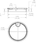 Technical drawing of Black Round Wire Management Grommet With Removable Lid For 4 Inch Cut Hole