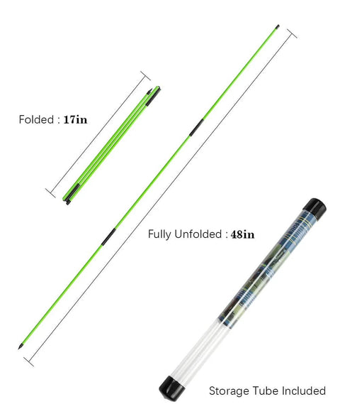 Golf Alignment Sticks 2 Pack, 48 Inch Swing Trainer, folded to 17 inches, with storage tube for practice and putting.