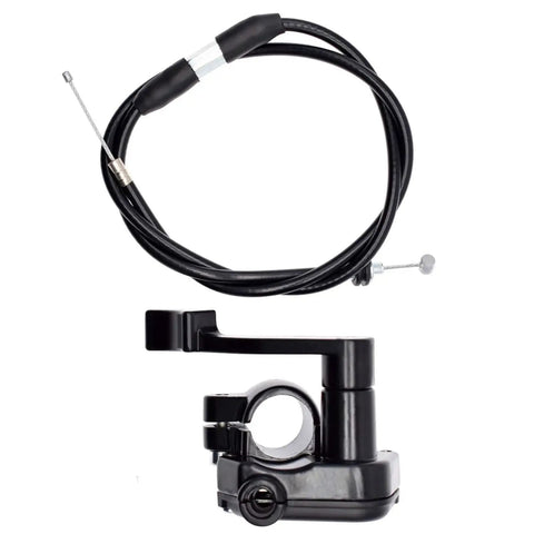Thumb Throttle Cable And Aluminum Alloy Handle Assembly For ATV Go Kart Pit Quad 50cc To 250cc With Seven Eighths Inch 22mm Fit, Durable Metal Cable, Rubber Grip, Smooth Action, Easy Install