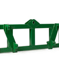 Green Euro Global Hay Frame With 49 Inch Spear And Stabilizers For John Deere Tractors, 3,000 Lb Load Capacity, front view