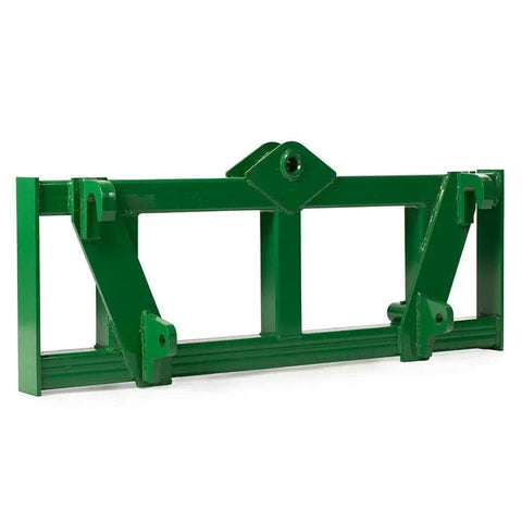 Green Euro Global Hay Frame With 49 Inch Spear And Stabilizers For John Deere Tractors, 3,000 Lb Load Capacity, front view