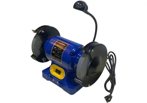 Tough As Nails Six Inch Bench Grinder With One Half Horsepower Motor And Dual Fine Coarse Grinding Wheels Paired With Led Light.