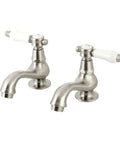 Bel Air Basin Tap Faucet With Lever Handle Brushed Nickel Finish, 4 And 3 Sixteenth Inch Spout Reach, Deck Mount 2-Hole Install
