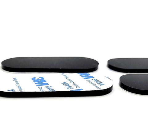 Close-up of Two And A Half Inch Oval Silicone Rubber Bumper Feet One Eighth Inch Thick With Adhesive Backing, 12-pack