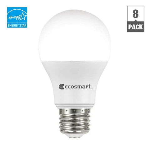 8 Pack LED A19 Light Bulbs 60W Equivalent Daylight 5000K Energy Efficient 9.5W Long Lasting 15000 Hours Low Annual Cost