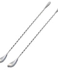Two Piece 12 Inch Stainless Steel Bar Spoon Set For Cocktails with Mirror Polished 18 8 Handle, Pro Grade Long Bar Stirring Spoons