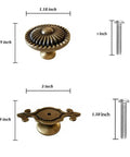 Four Pack Antique Brass Cabinet Knobs With Backplates Zinc Alloy Mushroom Dresser Drawer Knobs dimensions and screws