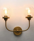 Antique Brass Double Sconce Wall Light With Clear 5.9 Inch Globe Shade, Dope Classic Vibe For Bedroom Living Room Bathroom Hallway