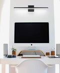 24 Inch Black Modern LED Vanity Light With Frosted Aluminum Finish For Bathroom Mirror Cabinet And Powder Room Sleek Energy Saving Vanity Fixture In Cool White 6000K That Brightens Up Your Space above desk