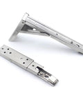 Stainless Steel Foldable Shelf Brackets Wall Mounted 2 Pack Triangle Corner Supports with spring loaded mechanism