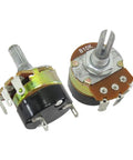 10K Ohm Rotary Potentiometer With Switch and Alloy Knob, Single Turn Variable Resistor for DIY Electronics, front view