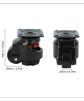 Heavy Duty 4 Pack 360 Degree Swivel Leveling Casters Retractable Furniture Rollers side view showing dimensions and details.
