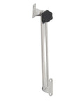 Adjustable Stainless Steel Boat Hatch Stay 8 To 14 Inch Durable Heavy Duty Gear Built To Last For Yacht Porthole Window Ice Box Lid Bait Well Skylight And More, side view showing adjustment knob and metal brackets.