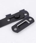 Close-up view of Gate Latch Door Hasp with Slot Design, 2pcs Stainless Steel Black hardware for secure closures.