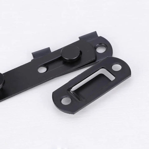 Close-up view of Gate Latch Door Hasp with Slot Design, 2pcs Stainless Steel Black hardware for secure closures.