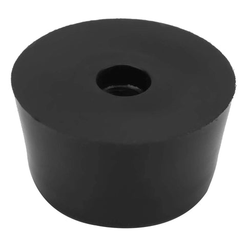 Close-up of a black rubber protector from the Non Slip Furniture Feet Pads Set For Chairs And Tables, 18 Piece Black Rubber Floor Protection Mats