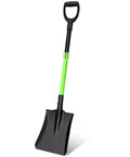 Heavy Duty Flat Shovel With 45 Inch Length Square Blade And 12 Inch Spade Cushioned Grip Ergonomic D Handle, green shaft