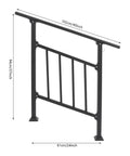 Heavy Duty Three Step Outdoor Steel Handrail Featuring Integrated Child Guard Panel And Weather Resistant Finish For Front Porch Stairs, 102cm wide, 94cm tall