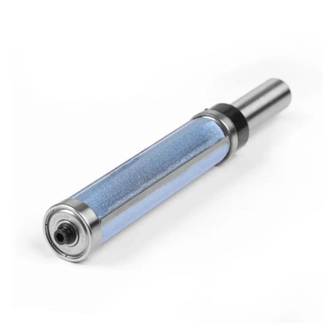 Premium Double Bearing Flush Trim Router Bit With 1/2 Inch And 12mm Shake, a carbide tip, ideal for precise wood milling.