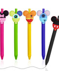Five Cute Cartoon Mouse Head Ballpoint Pens Set With Retractable Tips In Multiple Colors For Teachers And Students Notes Journal Doodling Office Supplies Totally Fun For School Or Home Use, featuring colorful mouse-themed designs.