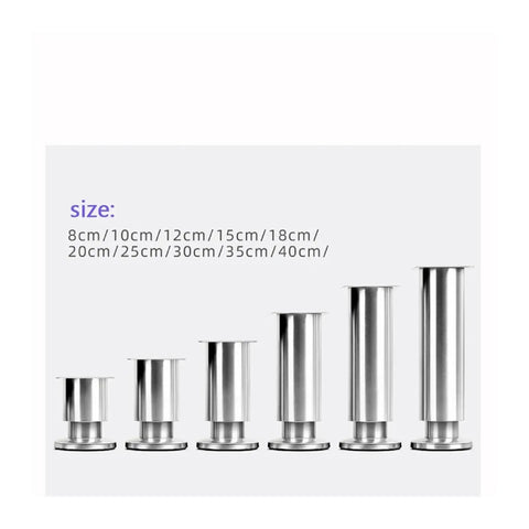 Height Adjustable Stainless Steel Furniture Feet Set Of 4 For Cabinets Sofas And Desks, size range from 8cm to 40cm, durable design