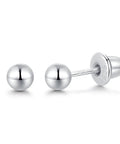 Sterling Silver Ball Screw Back Earrings for Women, Hypoallergenic 925 Studs With Safety Screw Back Posts, Nickel Free and Gentle on Sensitive Ears, Lightweight Dainty Jewelry for Everyday Wear, pair