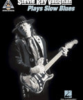 Cover of Stevie Ray Vaughan Plays Slow Blues Guitar Sheet Music, electric guitar image with 192 pages description.