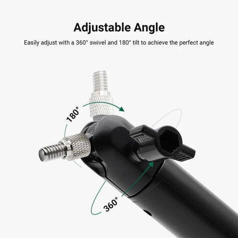 Close-up of Universal Solar Panel Wall Mount with 360° swivel and 180° tilt for Ring Eufy Arlo Wyze Reolink, extended arm visible