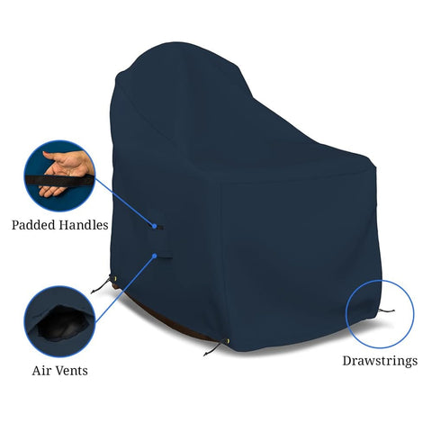 Adirondack Chair Cover Waterproof UV Weatherproof All Season Outdoor Furniture Cover With Air Vent And Drawstrings Blue