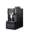 Super Automatic Espresso Machine And Hot Water Dispenser Combo featuring sleek black design, bean hopper, and one-touch operation.