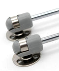 Close-up of 2 Pack Heavy Duty Gas Struts Rock Solid Soft Close Lift Supports with zinc plated finish and gray ends.
