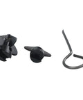 Badass Manganese Steel Drain Auger Cutting Heads 7 Piece Set showing two black cutters and a hook for pipe cleaning.