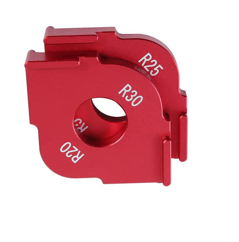 Heavy Duty Aluminum Radius Jig Router Templates Set Corner Routing Bit Circles showing R25 and R30 router bit templates.
