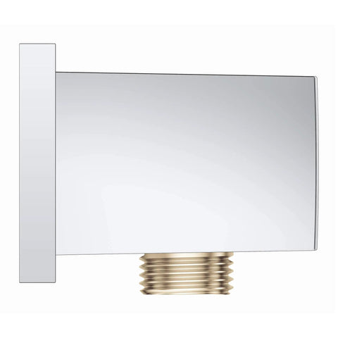 Side view of Euphoria Cube Shower Wall Union in Starlight Chrome, showing half-inch NPT female threads and check valve.