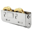 Smooth Out Sticking Doors With This 6 Piece Set Of Stainless Steel Sliding Door Rollers Designed With Double Copper Wheels And Quiet Bearings. Close-up of a stainless steel roller with double copper wheels.