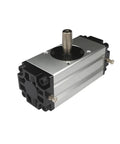 Heavy Rack And Pinion Rotary Actuator Pneumatic Cylinder built tough for rapid automation, silver cylindrical design with shaft.