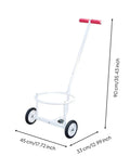 Manual Bucket Cart With Angled Padded Handle And Open Frame Holder For Guided Transport Easy Grab And Go Two Wheel Trolley Carrier For Hauling Buckets And Containers Across Home Or Shop White, 90cm tall