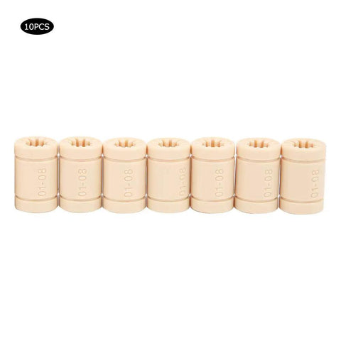8mm ID Linear Bearings Set for 3D Printers and CNC Machines, high precision, low noise, plastic bushings, 10-pack