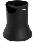 Large Capacity Coffee Knock Box With Removable Knock Bar And Vertical Grounds Container, black rubber design for easy espresso puck disposal.