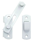 Two Pack Flip Latch Lock Set 3.94 Inch By 2.77 Inch White Stainless Steel Barn Door Latches For Sliding Doors Gates Cabinets Windows Closets Easy Install Bi Fold Door Lock Hardware front view image.